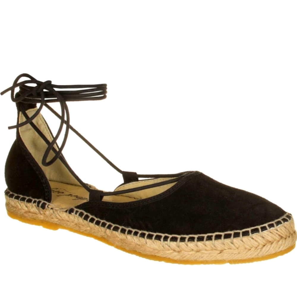 [Size 7 | 37] Free People ~ Black Suede Marina Lace Up Espadrilles